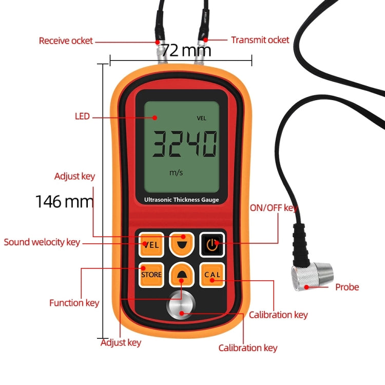 Máy đo độ dày siêu âm GM-100, Đo tốc độ 1.2~225mm, GM-100