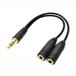 Bộ chia tai nghe 3.5mm đực sang 2 tai nghe 3.5mm cái, Chiều dài: khoảng 25cm, 3.5mm đực sang 2 x 3.5mm cái