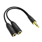 Bộ chia tai nghe 3.5mm đực sang 2 tai nghe 3.5mm cái, Chiều dài: khoảng 25cm, 3.5mm đực sang 2 x 3.5mm cái