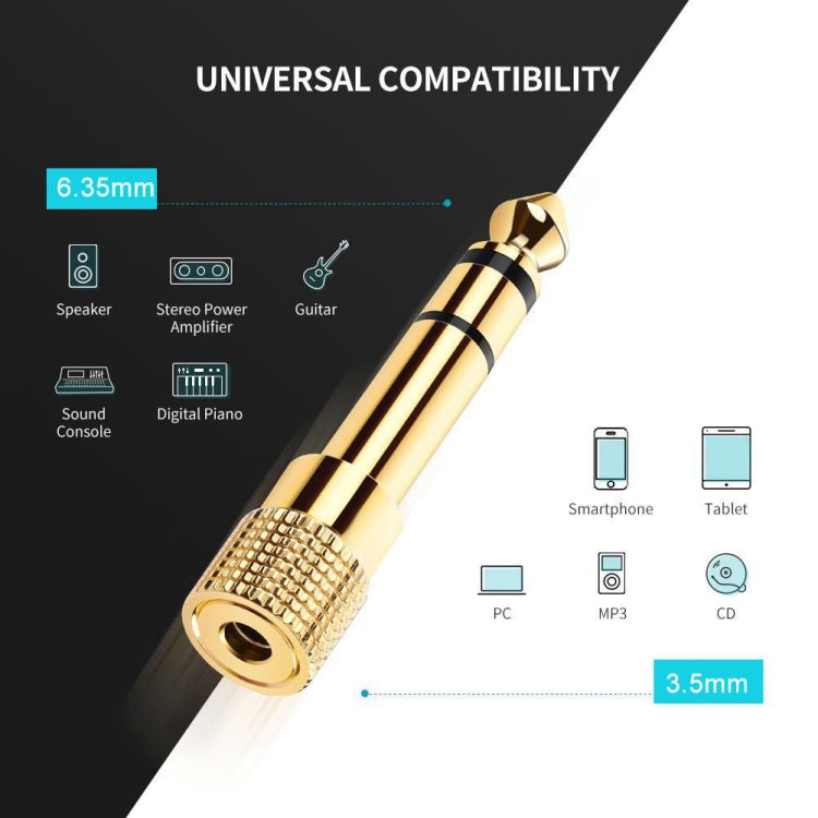 Bộ chuyển đổi giắc cắm 6.35mm đực sang 3.5mm stereo cái mạ vàng