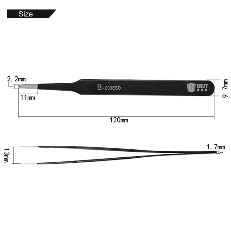 Nhíp đầu chống tĩnh điện bằng thép không gỉ BEST BST-203ESD 202, BST-203ESD