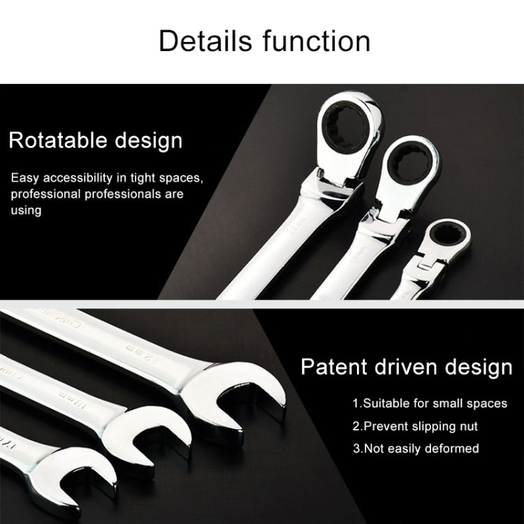 Cờ lê góc ratchet mở hai đầu 12mm, chiều dài: 16.5cm, 12mm