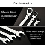Cờ lê góc ratchet mở hai đầu 15mm, chiều dài: 19.5cm, 15mm