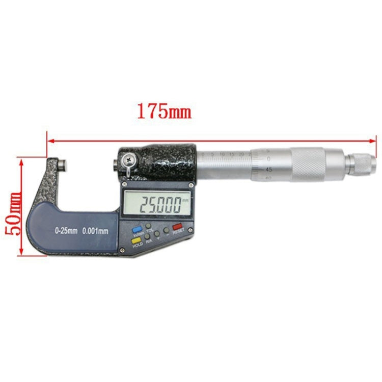 Micrometer điện tử kỹ thuật số 25mm (1 inch) (độ phân giải 0.001mm), 0-25 mm