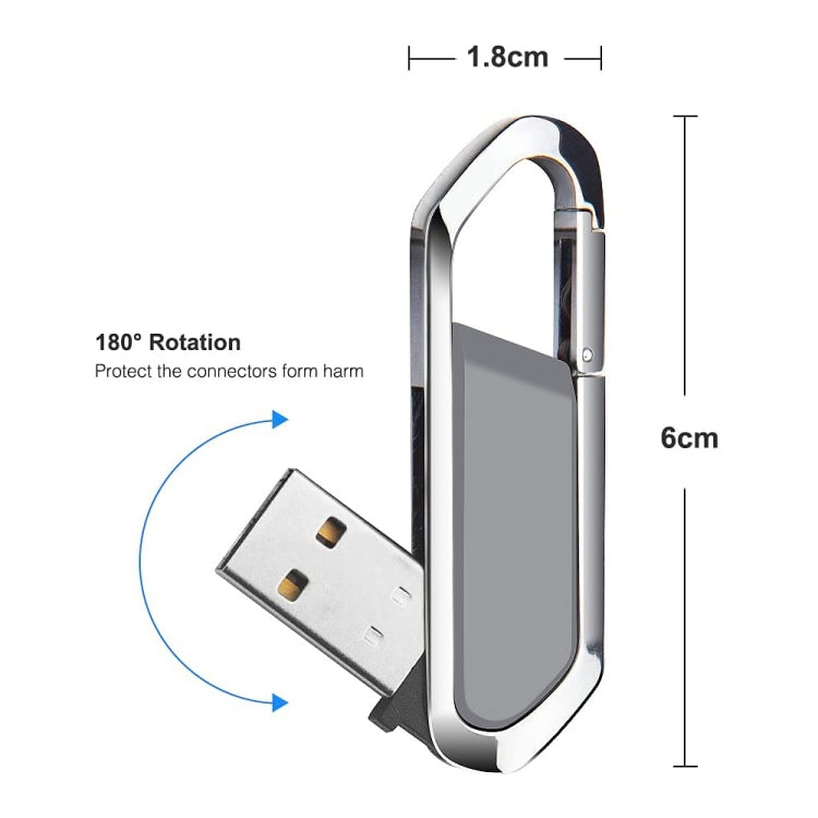 USB 2.0 kiểu móc khóa kim loại 16GB, 16GB (Xám)