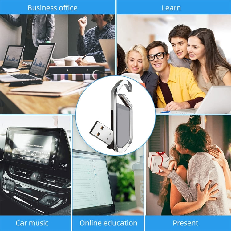 USB 2.0 kiểu móc khóa kim loại 16GB, 16GB (Xám)