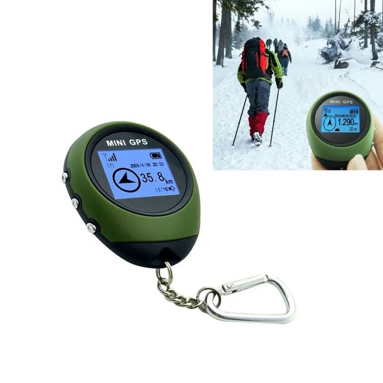 Móc khóa định vị GPS mini cầm tay sạc USB tìm vị trí theo dõi cho du lịch ngoài trời (màu xanh lá), móc khóa định vị