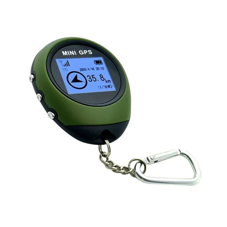 Móc khóa định vị GPS mini cầm tay sạc USB tìm vị trí theo dõi cho du lịch ngoài trời (màu xanh lá), móc khóa định vị