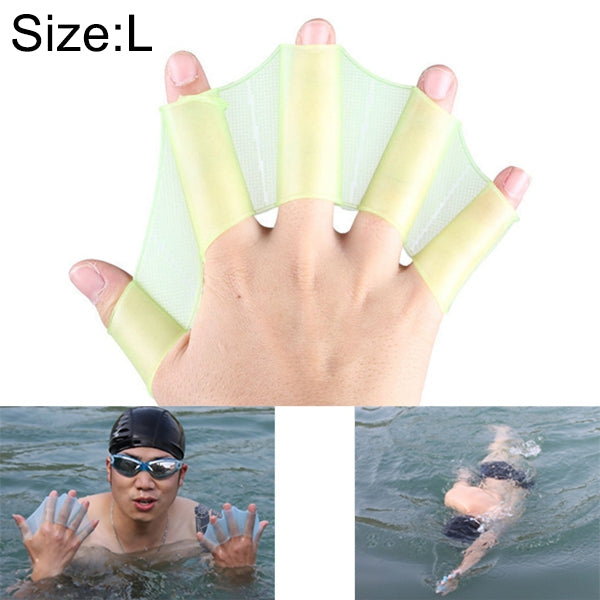 Găng tay tập luyện chân vịt bơi silicone, L, Kích thước: L Xanh lá, Kích thước: L Xanh dương