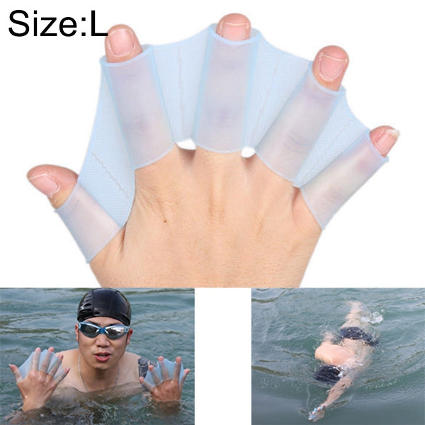 Găng tay tập luyện chân vịt bơi silicone, L, Kích thước: L Xanh lá, Kích thước: L Xanh dương