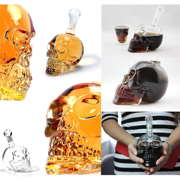 Chai thủy tinh hình đầu lâu pha lê đựng vodka, whiskey, bia, rượu mạnh, rượu vang đỏ và các loại đồ uống khác, 550ML