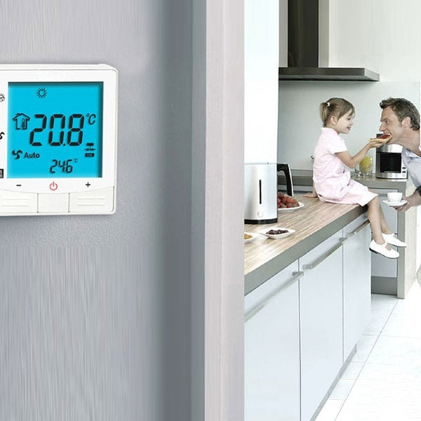 Bộ điều khiển nhiệt độ phòng có màn hình LCD cho điều hòa 2 ống, lập trình cho quạt dàn lạnh