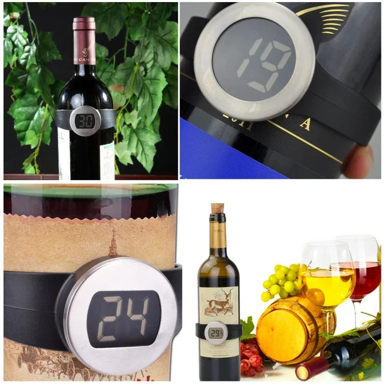 Nhiệt kế chai rượu kỹ thuật số LCD độ C, phù hợp đường kính chai: 65-80mm (Đen + Bạc), TL802-TT
