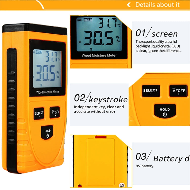 Máy đo độ ẩm gỗ kỹ thuật số GM630 có màn hình LCD