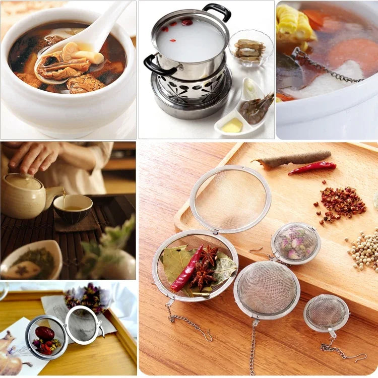 Bộ lọc trà hình quả bóng lưới thép không gỉ, kích thước lớn