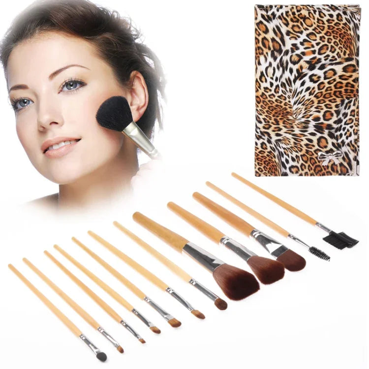 Bộ túi đựng cọ trang điểm họa tiết báo thời trang có thể gập cho nữ / 12 cây cọ chăm sóc da mặt, 12 cây