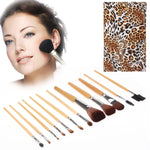 Bộ túi đựng cọ trang điểm họa tiết báo thời trang có thể gập cho nữ / 12 cây cọ chăm sóc da mặt, 12 cây