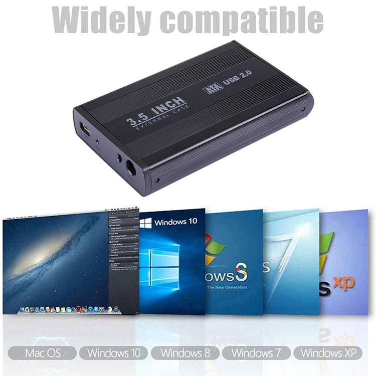 Vỏ ổ cứng ngoài SATA 3.5 inch, hỗ trợ USB 2.0, SATA với nguồn 2.0A, SATA với nguồn 1.5A