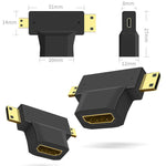 Bộ chuyển đổi 3 trong 1 HDMI cái sang Mini HDMI đực + Micro HDMI đực, HDMI cái sang Mini HDMI + Micro HDMI