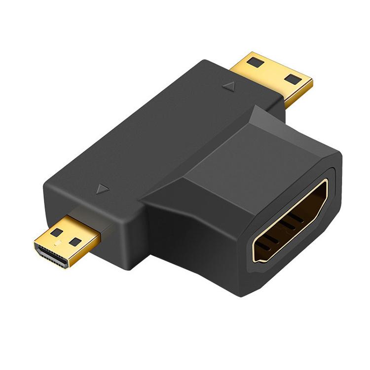Bộ chuyển đổi 3 trong 1 HDMI cái sang Mini HDMI đực + Micro HDMI đực, HDMI cái sang Mini HDMI + Micro HDMI