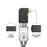 Đầu chuyển Micro HDMI đực mạ vàng sang HDMI 19 chân cái với góc 90 độ, Micro HDMI sang HDMI
