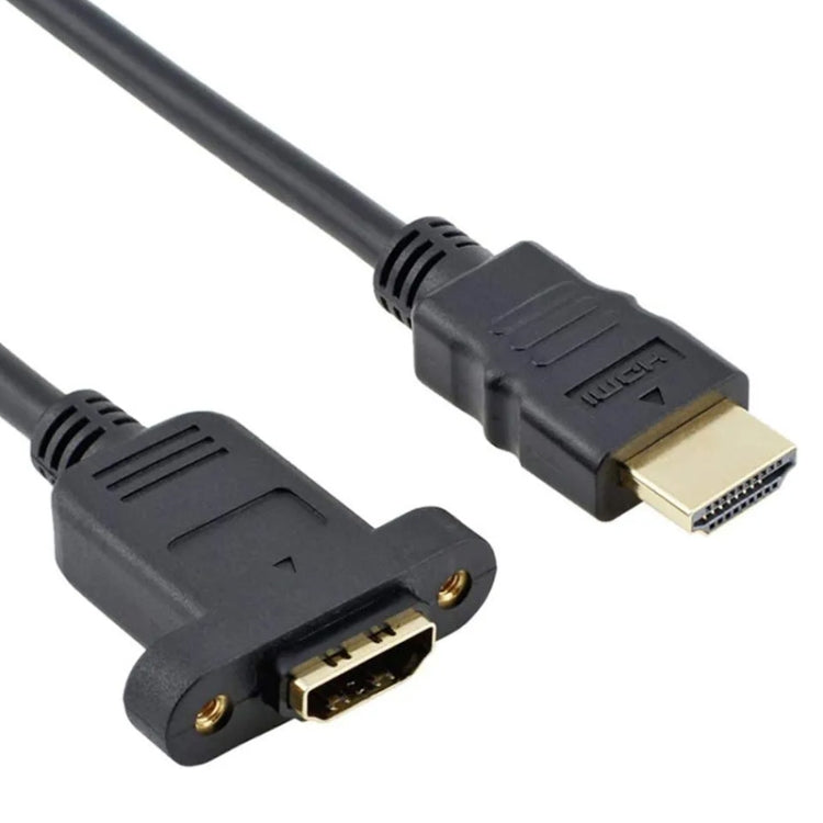 Cáp chuyển đổi HDMI (Loại A) đực sang HDMI (Loại A) cái dài 30cm có 2 lỗ vít, HDMI AM sang AF có lỗ tai (30cm)