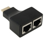 Bộ mở rộng cáp mạng HDMI dài 30m sang cổng đôi RJ45 qua Cat 5e/6 3D HDTV, cáp RJ45 đôi màu đen