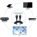 Phiên bản 1.4, cáp cuộn HDMI 19 chân đực mạ vàng sang HDMI đực, hỗ trợ 3D / Ethernet, chiều dài: 60cm (có thể kéo dài đến 2m), HDMI AM sang AM