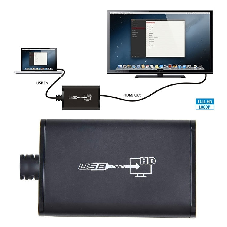 Cáp USB 2.0 sang HDMI HD cho HDTV, hỗ trợ Full HD 1080P, USB 2.0