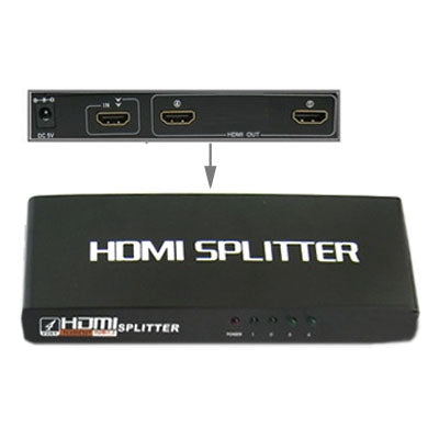 Bộ chia HDMI 2 cổng 1080P, phiên bản 1.3, hỗ trợ TV HD / Xbox 360 / PS3 v.v.
