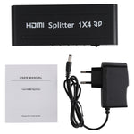 Bộ chia HDMI 1x4 1080P, phiên bản 1.4, phích cắm EU, HDMI 1x4 V1.3