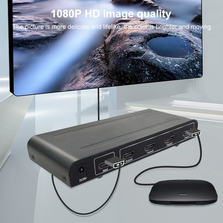Bộ chia HDMI 1x4 1080P, phiên bản 1.4, phích cắm EU, HDMI 1x4 V1.3