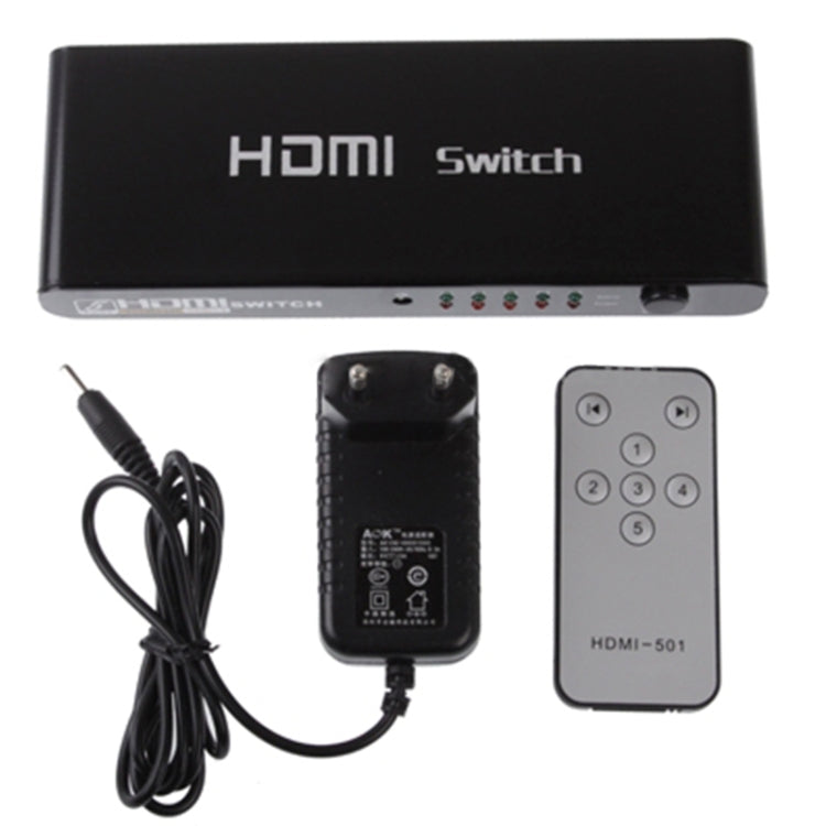Bộ chuyển HDMI 5 cổng Full HD 1080P với công tắc & điều khiển từ xa, phiên bản 1.3 (5 cổng vào HDMI, 1 cổng ra HDMI), phiên bản 1.3