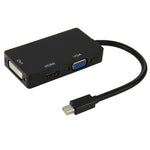 Cáp chuyển đổi Mini DisplayPort đực sang HDMI + VGA + DVI cái cho MacBook Pro Air, chiều dài cáp: 17cm, Mini DP sang HDMI+VGA+DVI (Đen), Mini DP sang HDMI+VGA+DVI (Trắng)