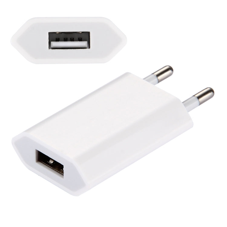 Bộ sạc du lịch 1 cổng USB 5V / 1A, phích cắm EU, màu trắng