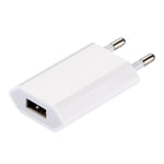 Bộ sạc du lịch 1 cổng USB 5V / 1A, phích cắm EU, màu trắng
