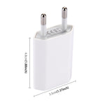 Bộ sạc du lịch 1 cổng USB 5V / 1A, phích cắm EU, màu trắng