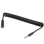 Dây cáp Aux 3.5mm đầu đực sang đầu cái dạng cuộn lò xo, Tương thích với điện thoại, máy tính bảng, tai nghe, máy nghe nhạc MP3, dàn âm thanh xe hơi/nhà & nhiều hơn nữa, Chiều dài: 20cm đến 80cm