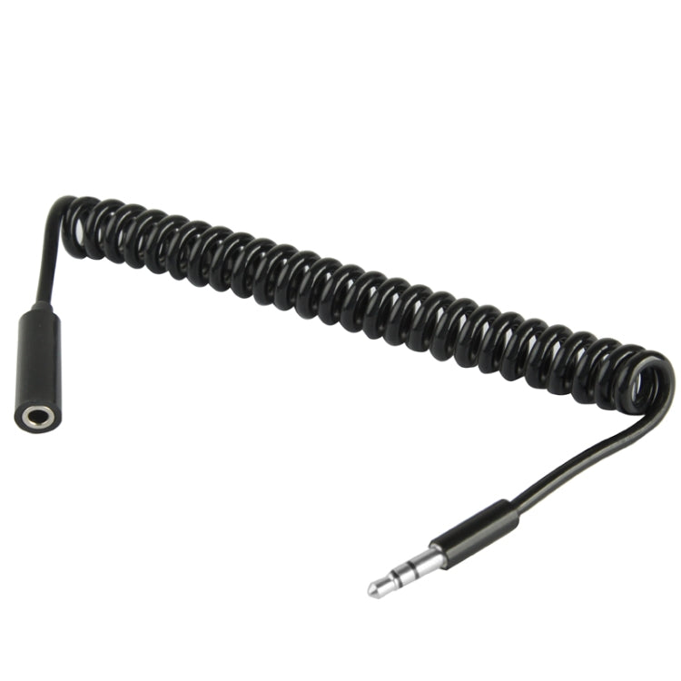 Dây cáp Aux 3.5mm đầu đực sang đầu cái dạng cuộn lò xo, Tương thích với điện thoại, máy tính bảng, tai nghe, máy nghe nhạc MP3, dàn âm thanh xe hơi/nhà & nhiều hơn nữa, Chiều dài: 20cm đến 80cm