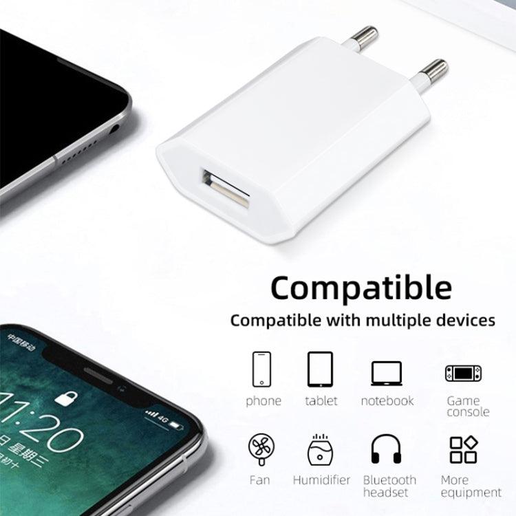 Bộ chuyển đổi bộ sạc USB 5V / 1A chất lượng cao phích cắm EU cho iPhone, Galaxy, Huawei, Xiaomi, LG, HTC và các điện thoại thông minh khác, thiết bị sạc lại
