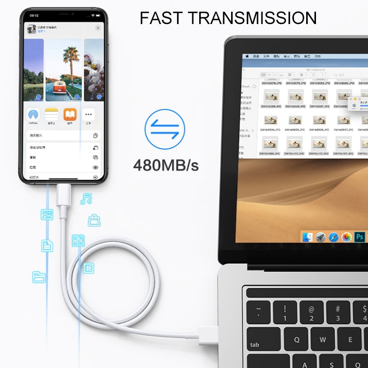 Cáp đồng bộ dữ liệu sạc USB sang 8 Pin, chiều dài cáp: 1m, 3m
