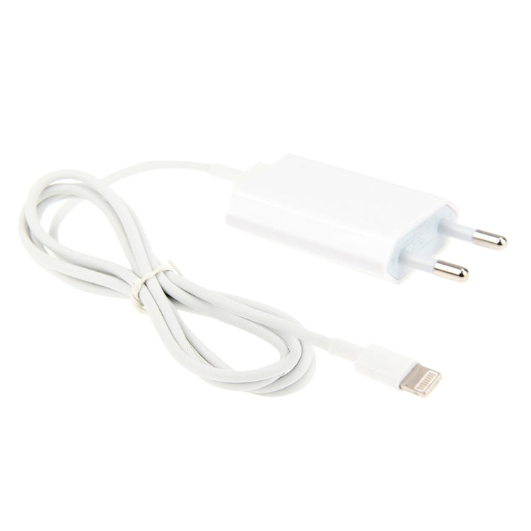 Bộ chuyển đổi sạc du lịch 2 trong 1 5V 1A phích cắm EU kèm cáp 8 pin dài 1m cho iPhone