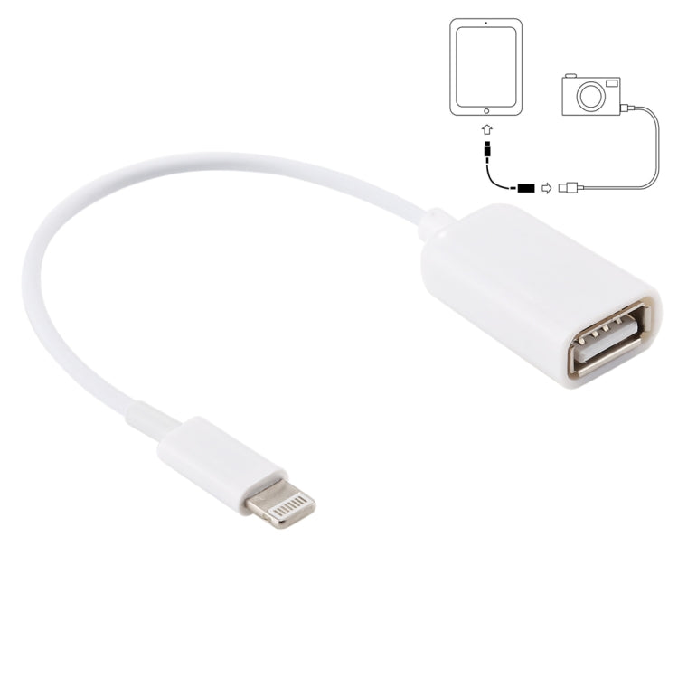 Cáp chuyển đổi USB cái sang 8 chân đực OTG, hỗ trợ iOS 10.2 trở xuống, chiều dài: 18cm