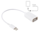Cáp chuyển đổi USB cái sang 8 chân đực OTG, hỗ trợ iOS 10.2 trở xuống, chiều dài: 18cm