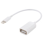 Cáp chuyển đổi USB cái sang 8 chân đực OTG, hỗ trợ iOS 10.2 trở xuống, chiều dài: 18cm