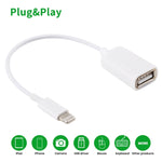 Cáp chuyển đổi USB cái sang 8 chân đực OTG, hỗ trợ iOS 10.2 trở xuống, chiều dài: 18cm