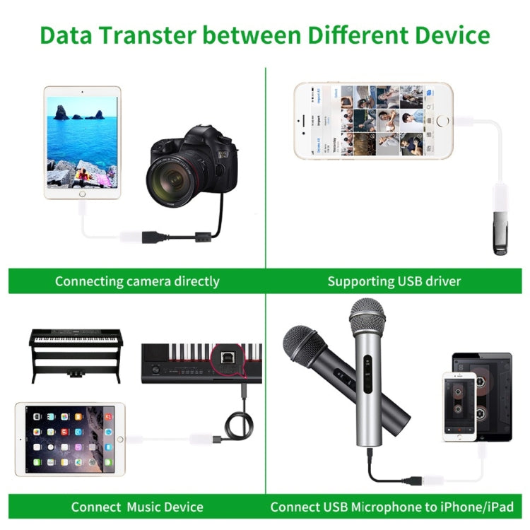 Cáp chuyển đổi USB cái sang 8 chân đực OTG, hỗ trợ iOS 10.2 trở xuống, chiều dài: 18cm