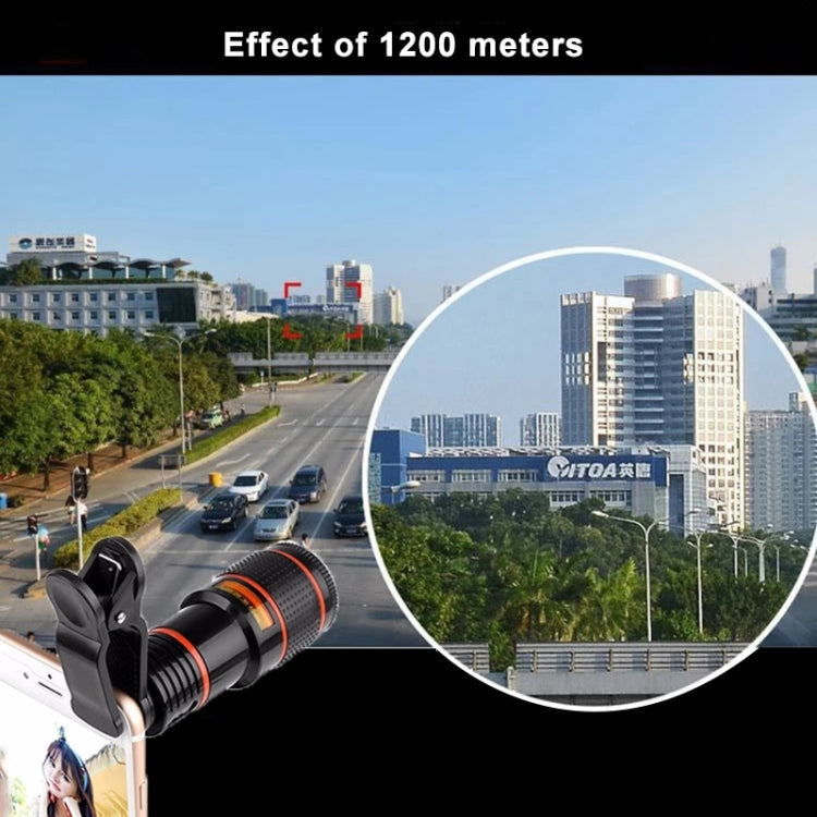 Ống kính kính viễn vọng zoom quang học 12X đa năng kèm kẹp