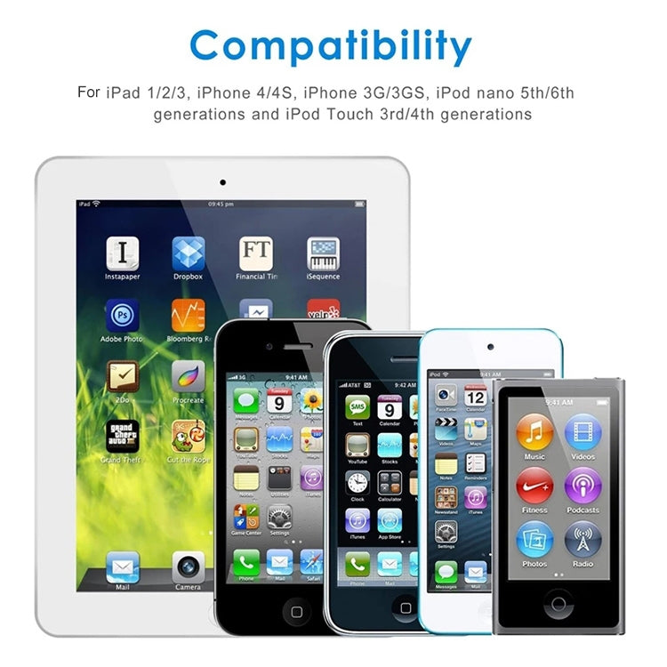 30 Pin Male to USB Male Charging & Data Sync Cable for iPad / 2 / 3, iPhone 4 & 4s, iPod Nano, iPod Touch, Length: 1m, USB to 30 Pin