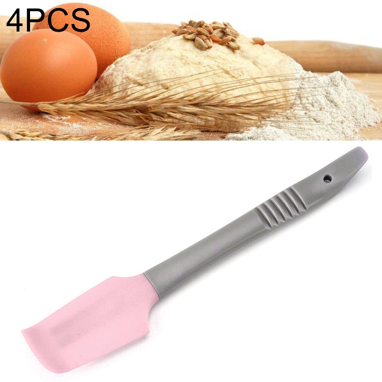 Bộ 4 dao cạo silicon, dao phết bơ, dụng cụ làm mịn bánh, dụng cụ nướng bánh, dao cạo silicon (hồng), dao cạo silicon (xanh)